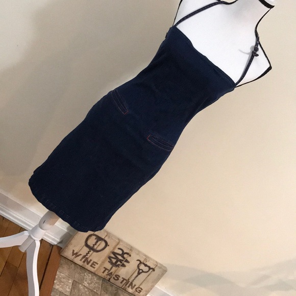 Tommy Hilfiger Dresses & Skirts - VTG TOMMY JEANS Sz M Mid-Length Denim Halter Dress